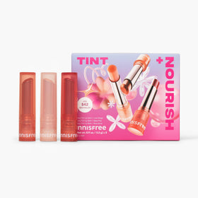 Innisfree Tint Nourish Dewy Tint Lip Balm Trio packshot for natural color and hydration