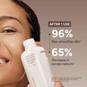 Volcanic clusters and silica in the toner ready to exfoliate and mattify skin.