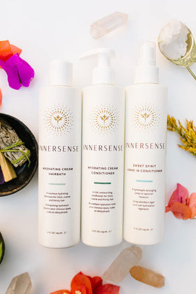 INNERSENSE Hydrate Trio Sweet Spirit Leave-In Conditioner bottle for detangling and shine