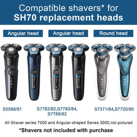 Innobeaut SH70 replacement heads with dual-layer blades shown up close for lift and cut action.