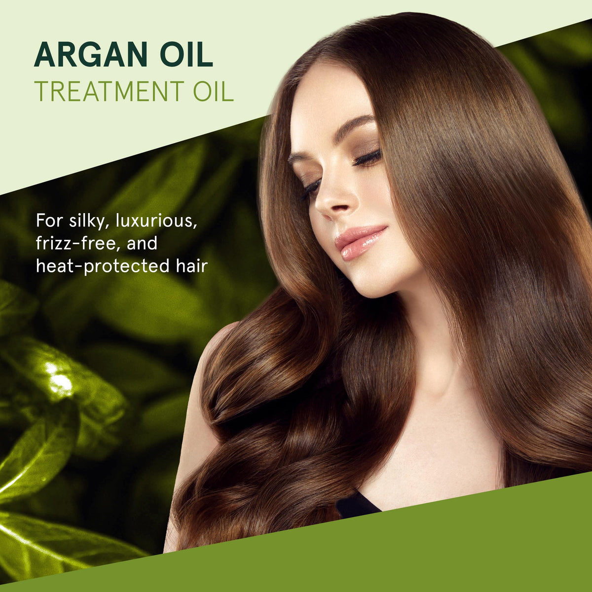 INOAR Argan Oil smoothing application shows a sleek hair finish.