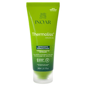 INOAR Argan Oil Thermoliss Balm bottle shows sleek packaging for long-lasting frizz control