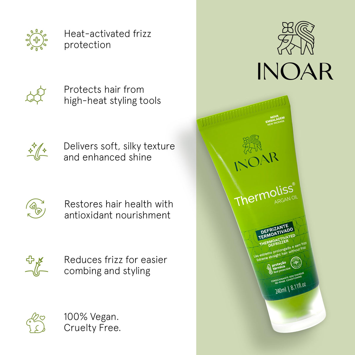 Applying INOAR Thermoliss Balm to damp hair for smoother blow-dry results
