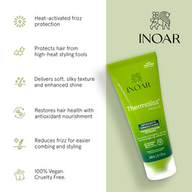 Applying INOAR Thermoliss Balm to damp hair for smoother blow-dry results
