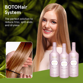 INOAR BotoHair keratin smoothing treatment close-up showing smoothing action and keratin infusion.