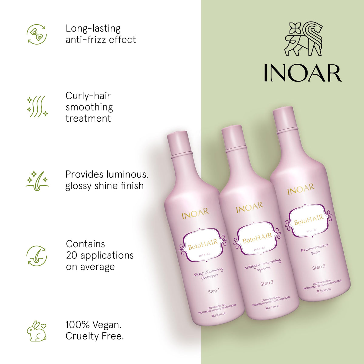 INOAR BotoHair Reconstructor Balm tube restoring moisture and elasticity for hair.