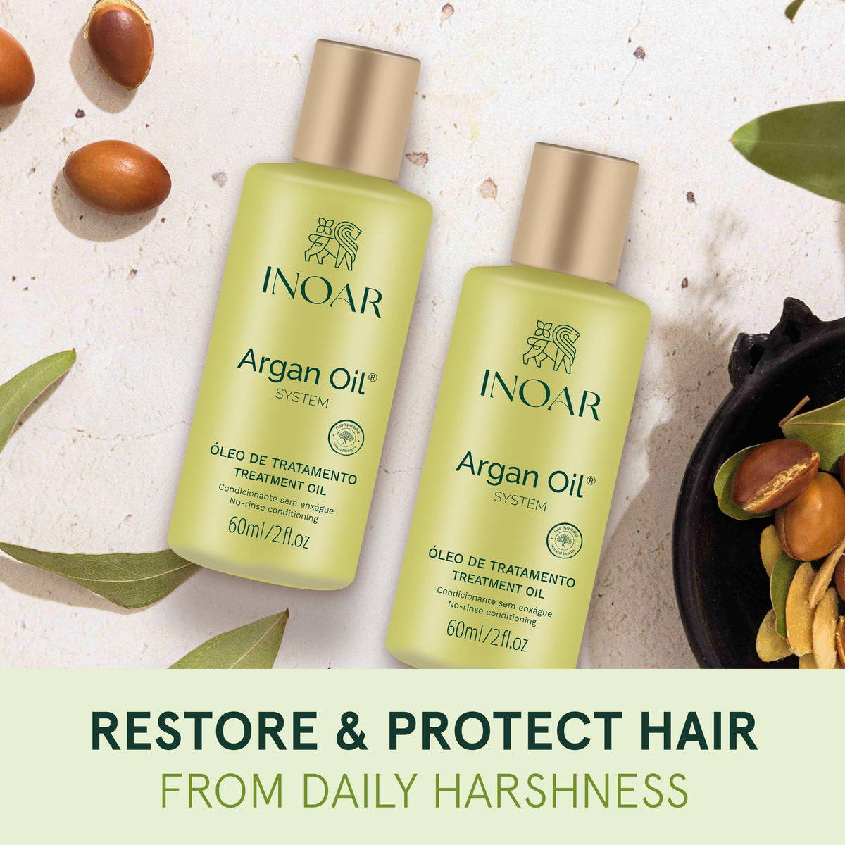 INOAR Restorative treatment supports color processes and overall hair health.