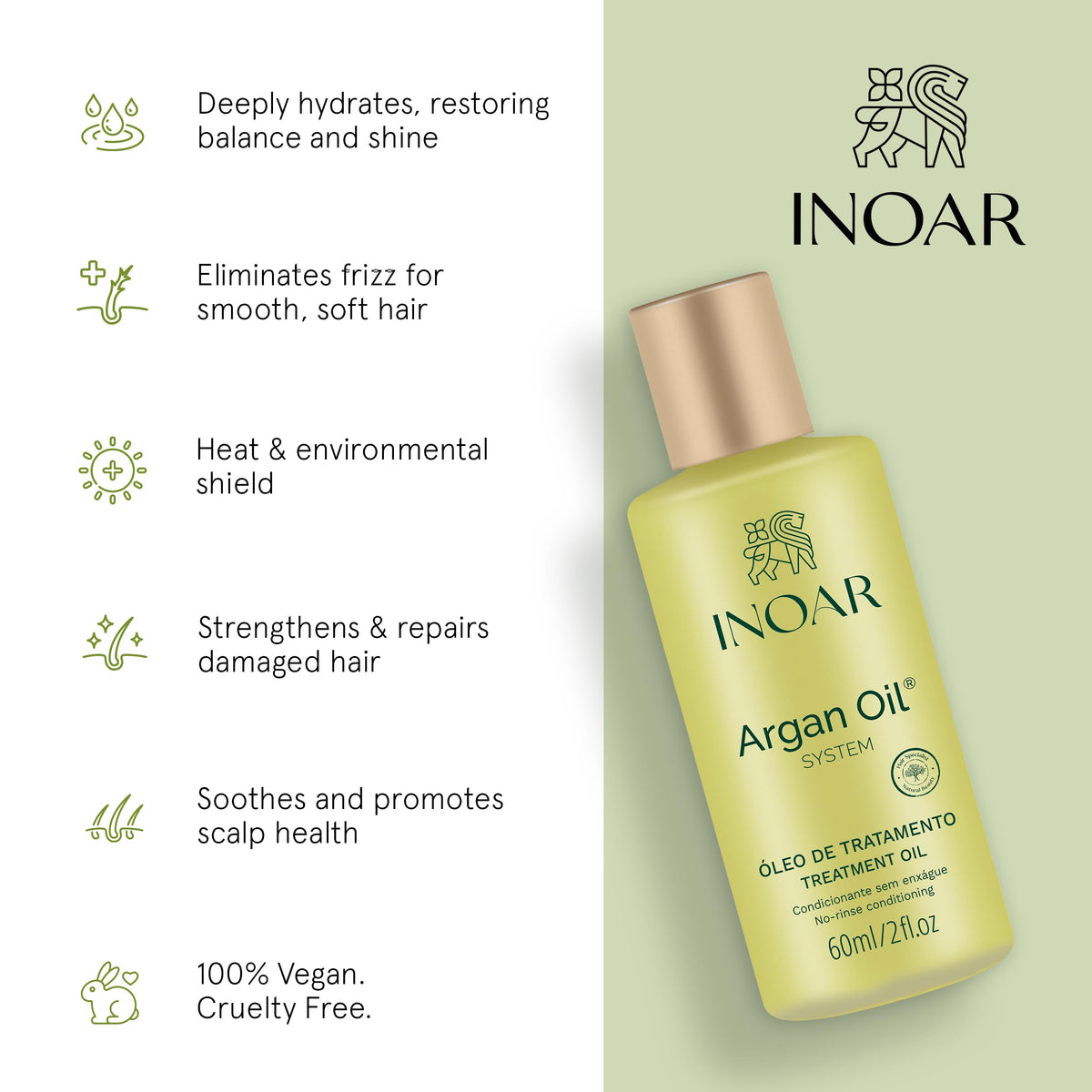INOAR Thermal protection shield during styling protects hair from heat.