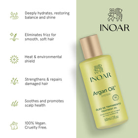 INOAR Thermal protection shield during styling protects hair from heat.