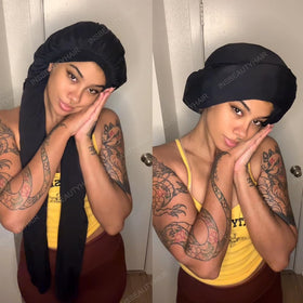 INSBeauty elastic-band bonnet securing hair during sleep
