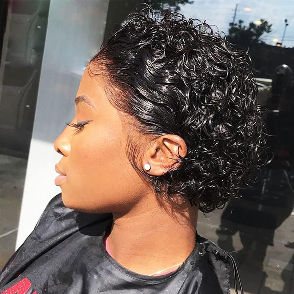 INSBEAUTY Pixie Cut Curly back view highlighting layered curls