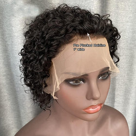 INSBEAUTY Pixie Cut Curly cap construction with breathable lace