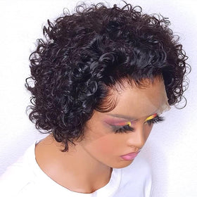 INSBEAUTY Pixie Cut Curly on-model demonstrating fit and styling options
