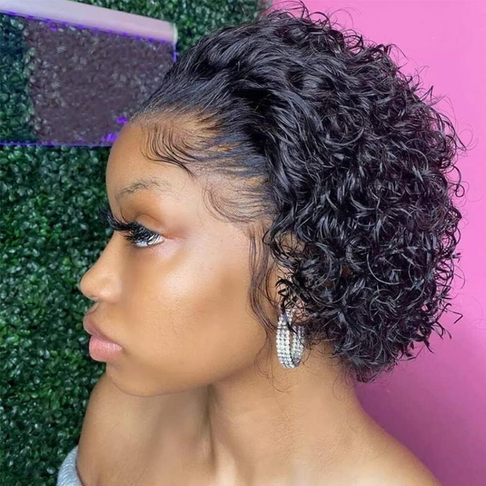 INSBEAUTY Pixie Cut Curly side view showing volume and natural fall