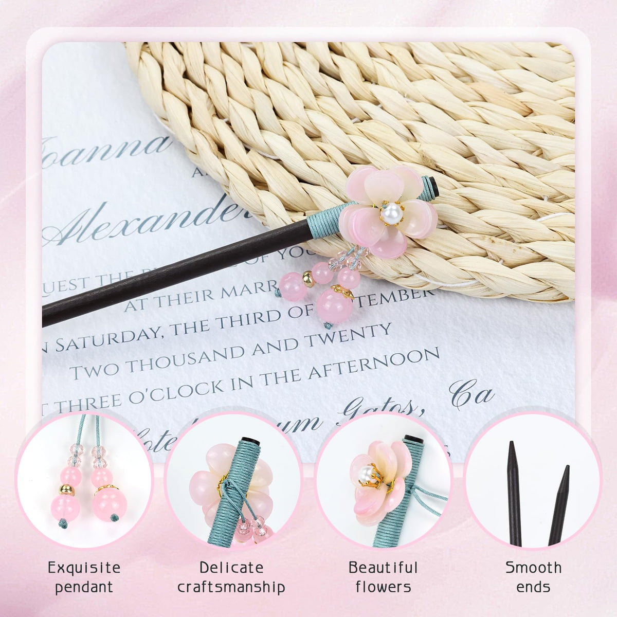 inSowni dark brown wood sticks with colorful flowers, versatile for many outfits.