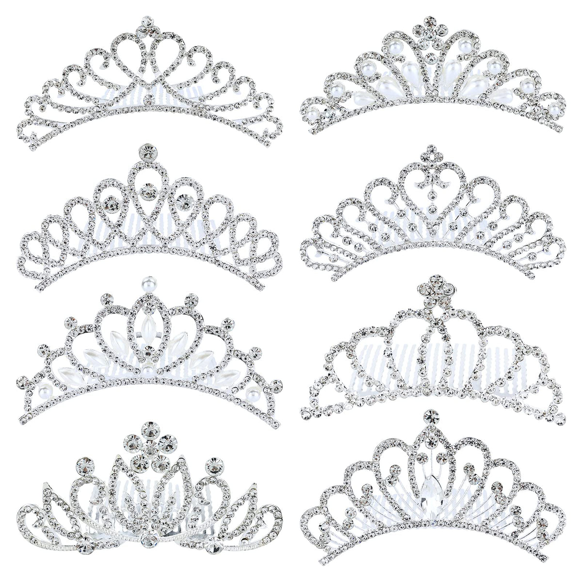 inSowni princess crown side combs sparkle with rhinestones for elegant party looks