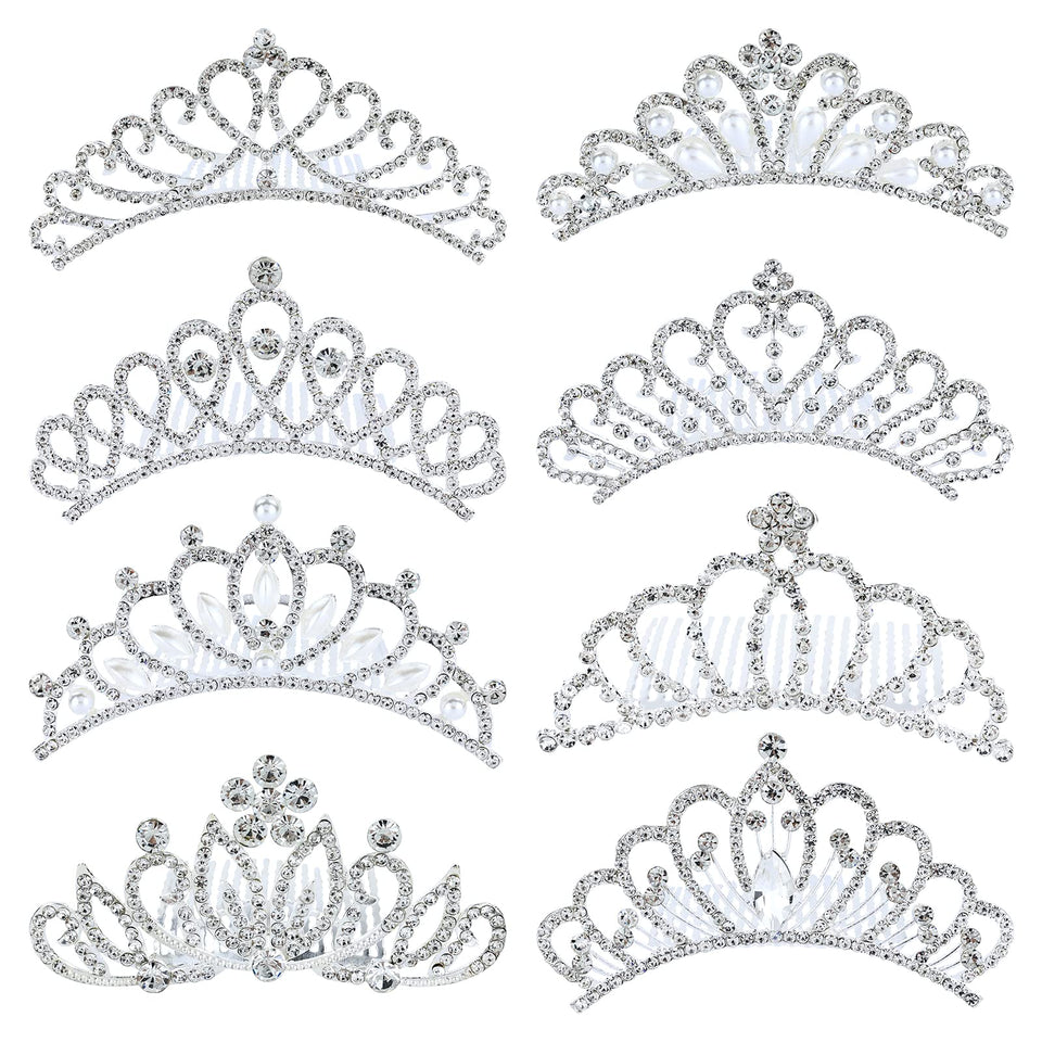 inSowni princess crown side combs sparkle with rhinestones for elegant party looks