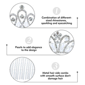 inSowni metal crown combs with pearls offer a luxurious touch