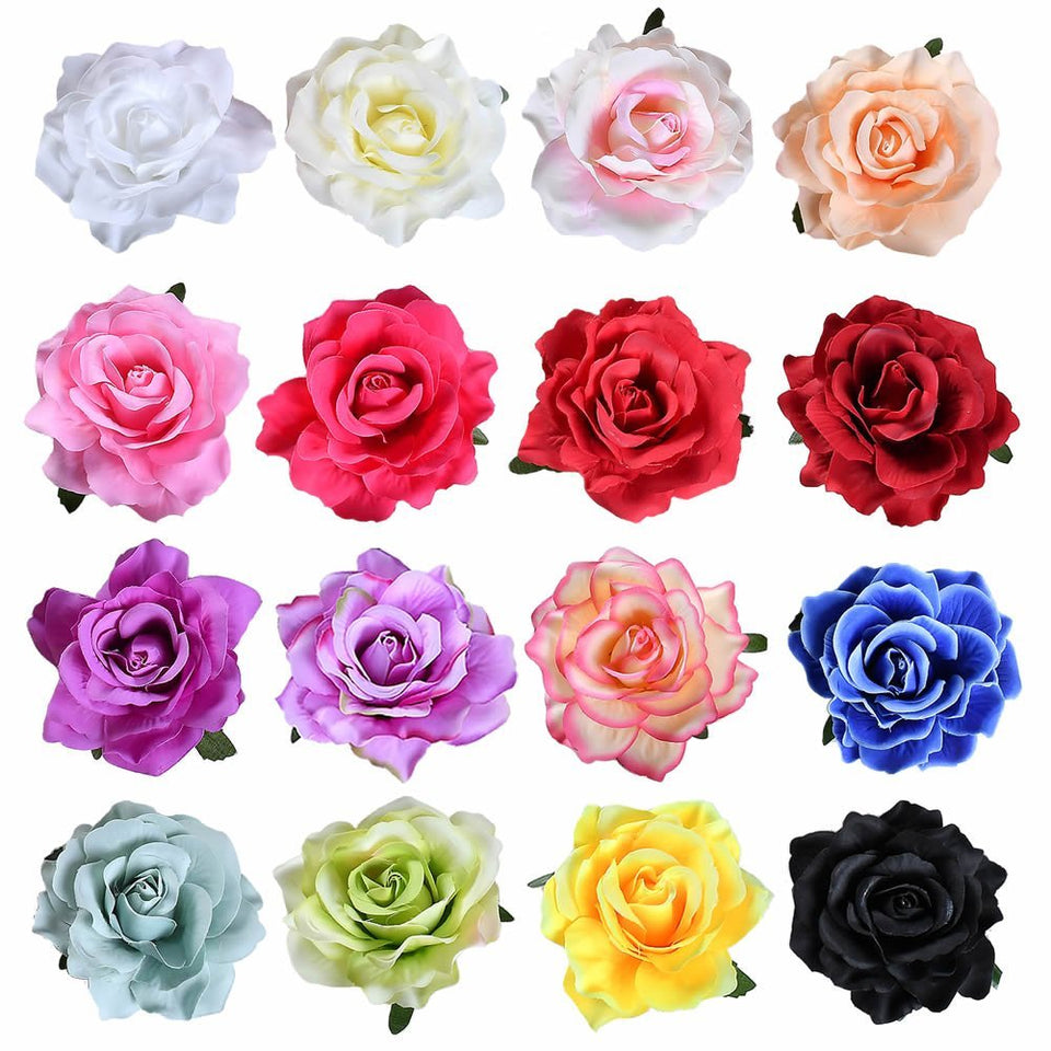 inSowni rose flower clip close-up shows lifelike petals for elegant hairstyles