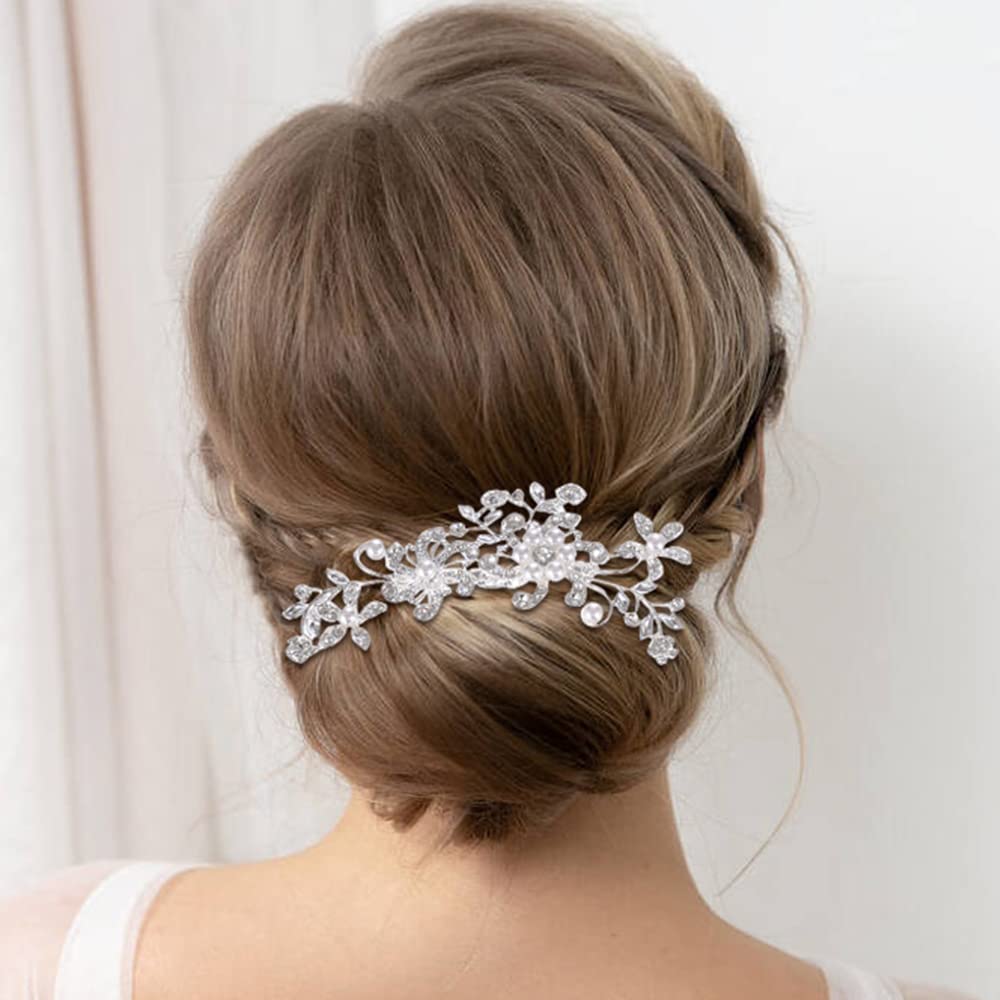 inSowni rose-flower crystal hair combs provide refined detailing for formal looks