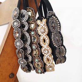 INSPIRELLE beaded headband with glass rhinestones for festive looks.