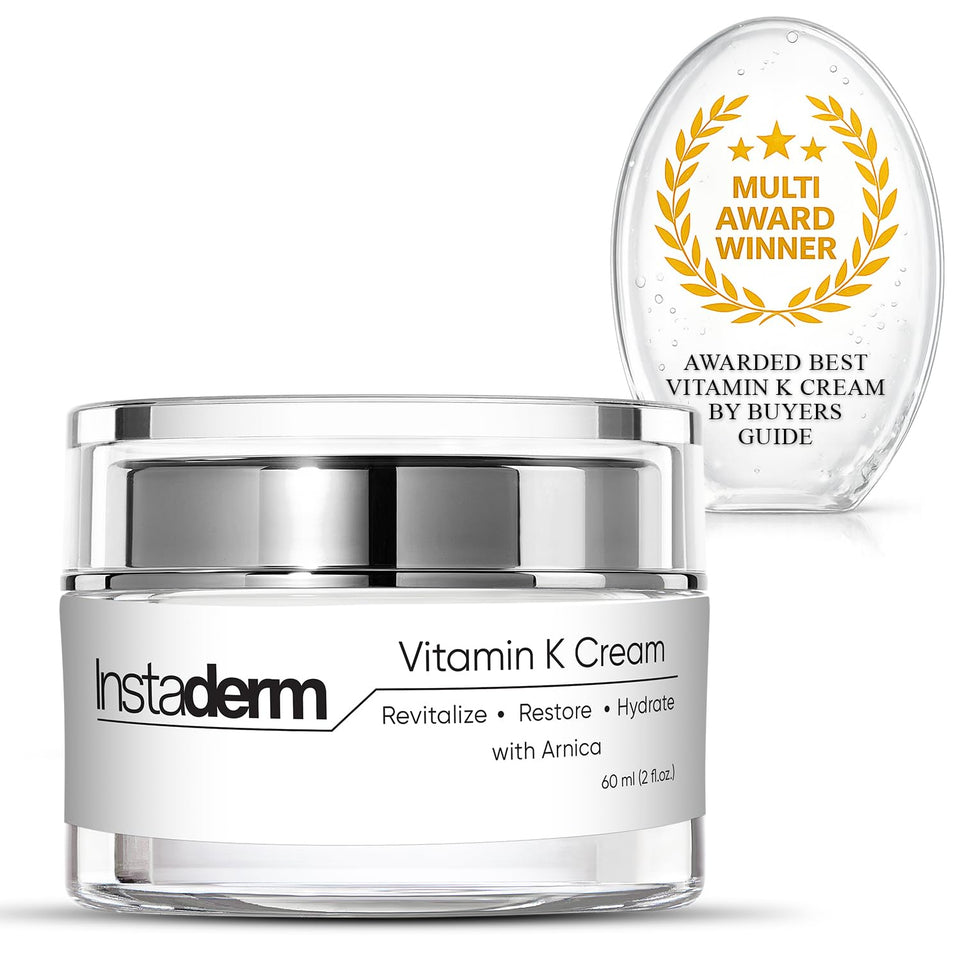 Instaderm Vitamin K Cream bottle, lightweight and fast-absorbing.