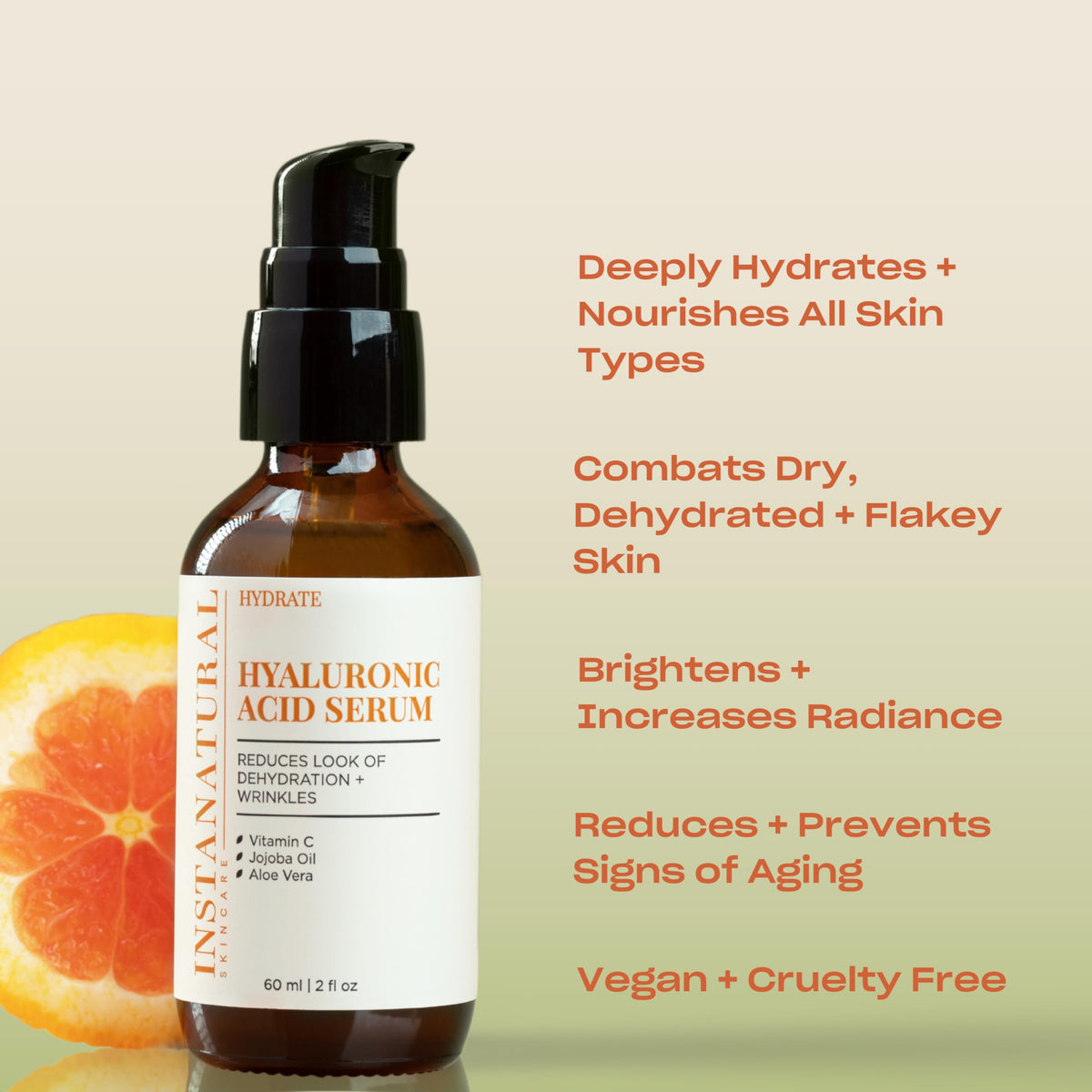 InstaNatural serum dropper dispensing the lightweight hydration formula