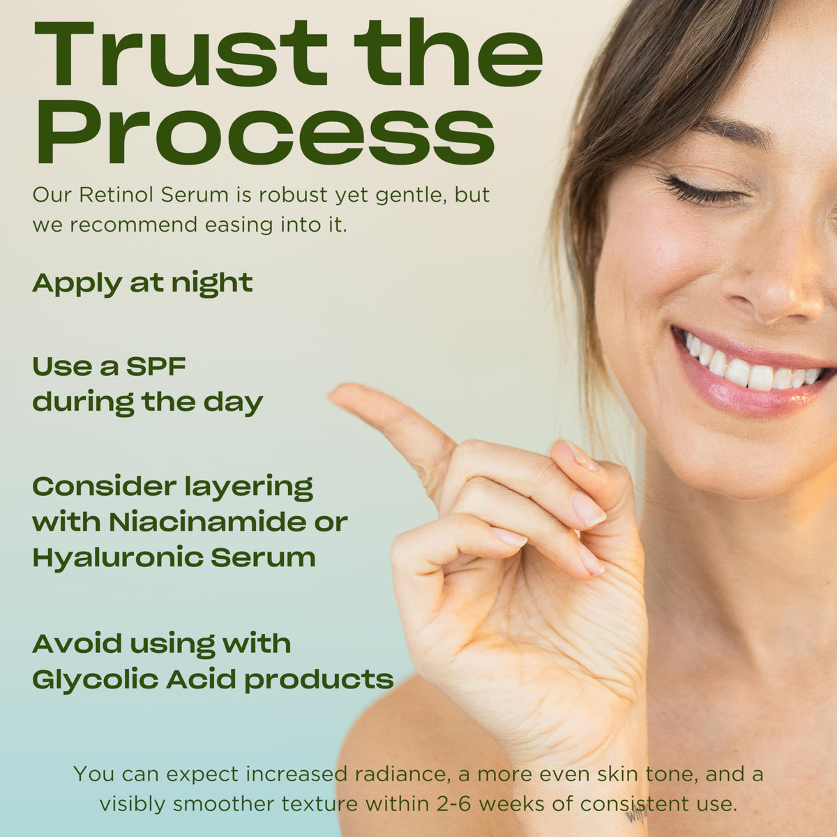 InstaNatural Retinol Serum application routine demonstrates nightly skincare ritual.