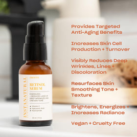 InstaNatural Retinol Serum pump dispenses product smoothly for easy nightly use and glow.