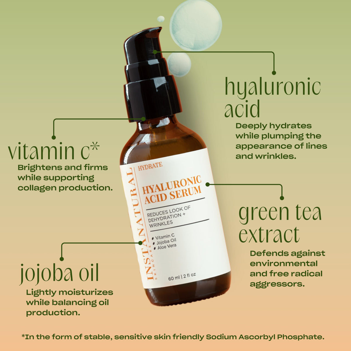 InstaNatural Hyaluronic Serum with Vitamin C and Aloe for radiant skin