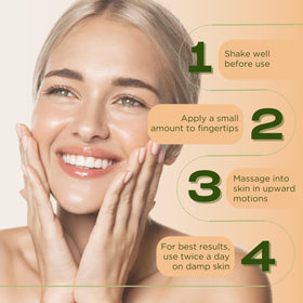 Close-up of the InstaNatural bottle emphasizing clean skincare promise