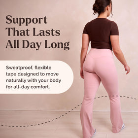 Invisible under clothes Skinnies tape blends with skin for discreet wear.