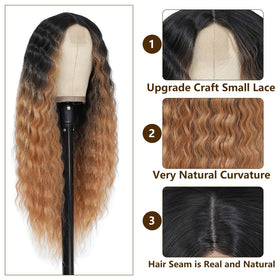 INSTASTYLE black wig with blonde highlights and skunk stripe effect for bold looks