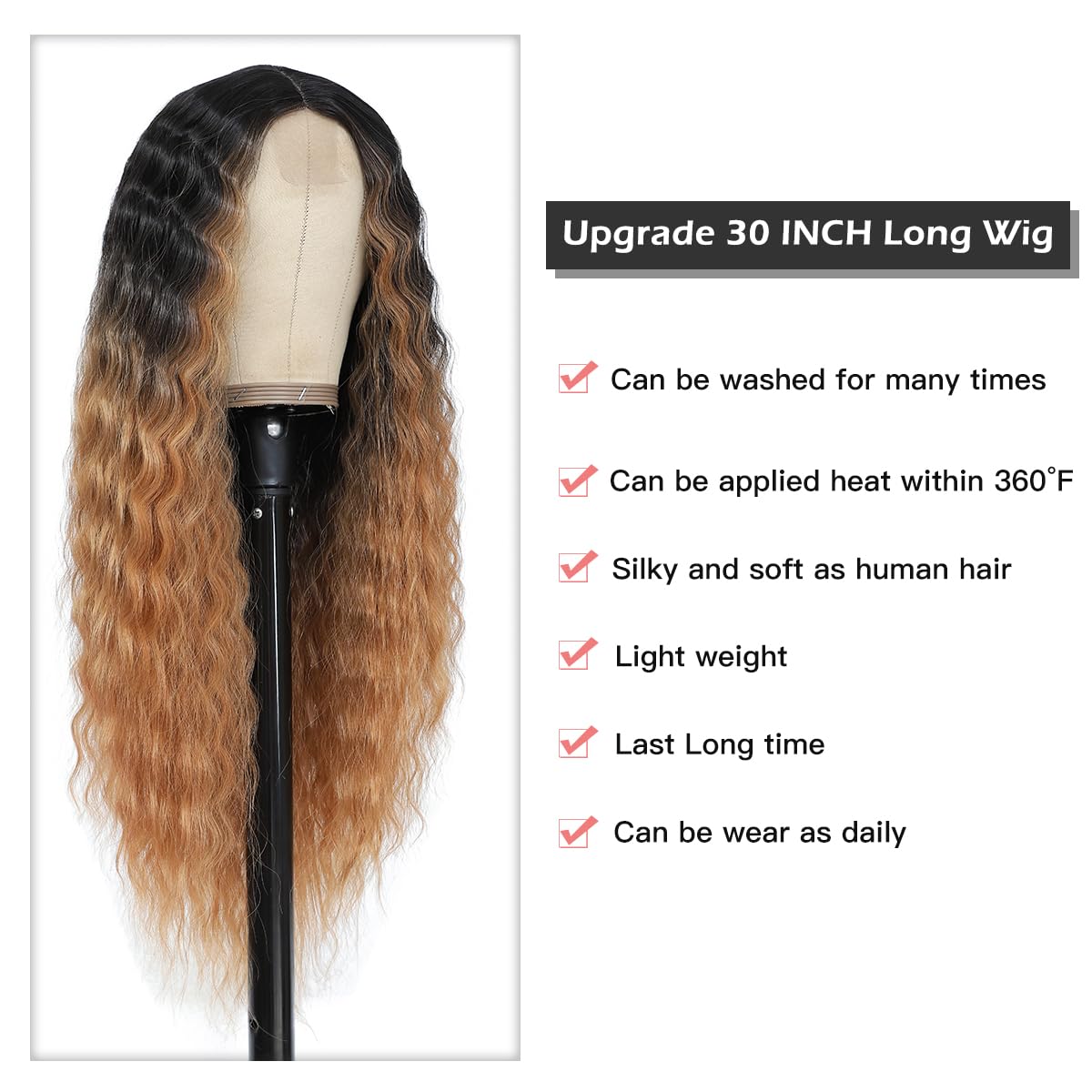 INSTASTYLE deep wave curls close-up highlighting soft, heat-friendly synthetic fiber