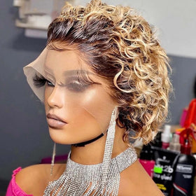 INSTASTYLE Ombre Blonde Pixie Wig front view with natural hairline for daily wear