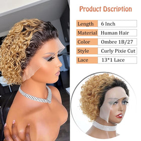 INSTASTYLE Ombre Blonde Pixie Wig lace detail shows Swiss lace for breathable fit