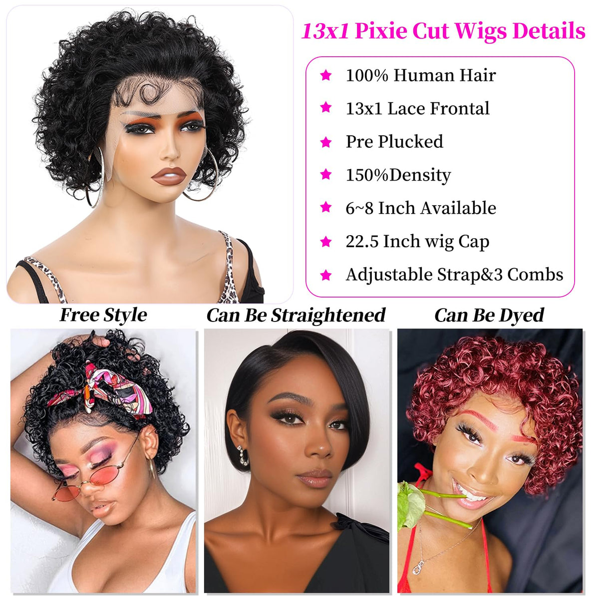 INSTASTYLE short curly wig pixie 8inch back view with volume and shape