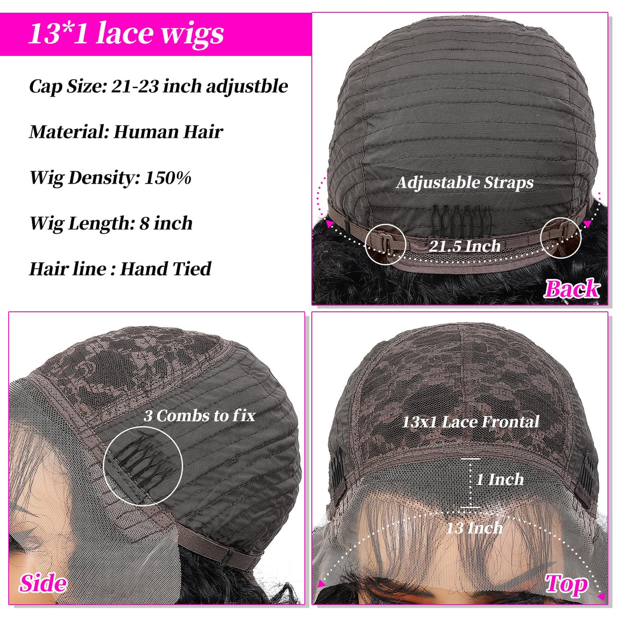 INSTASTYLE short curly wig pixie 8inch human hair detail shows natural texture