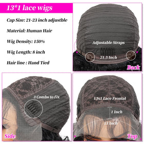 INSTASTYLE short curly wig pixie 8inch human hair detail shows natural texture