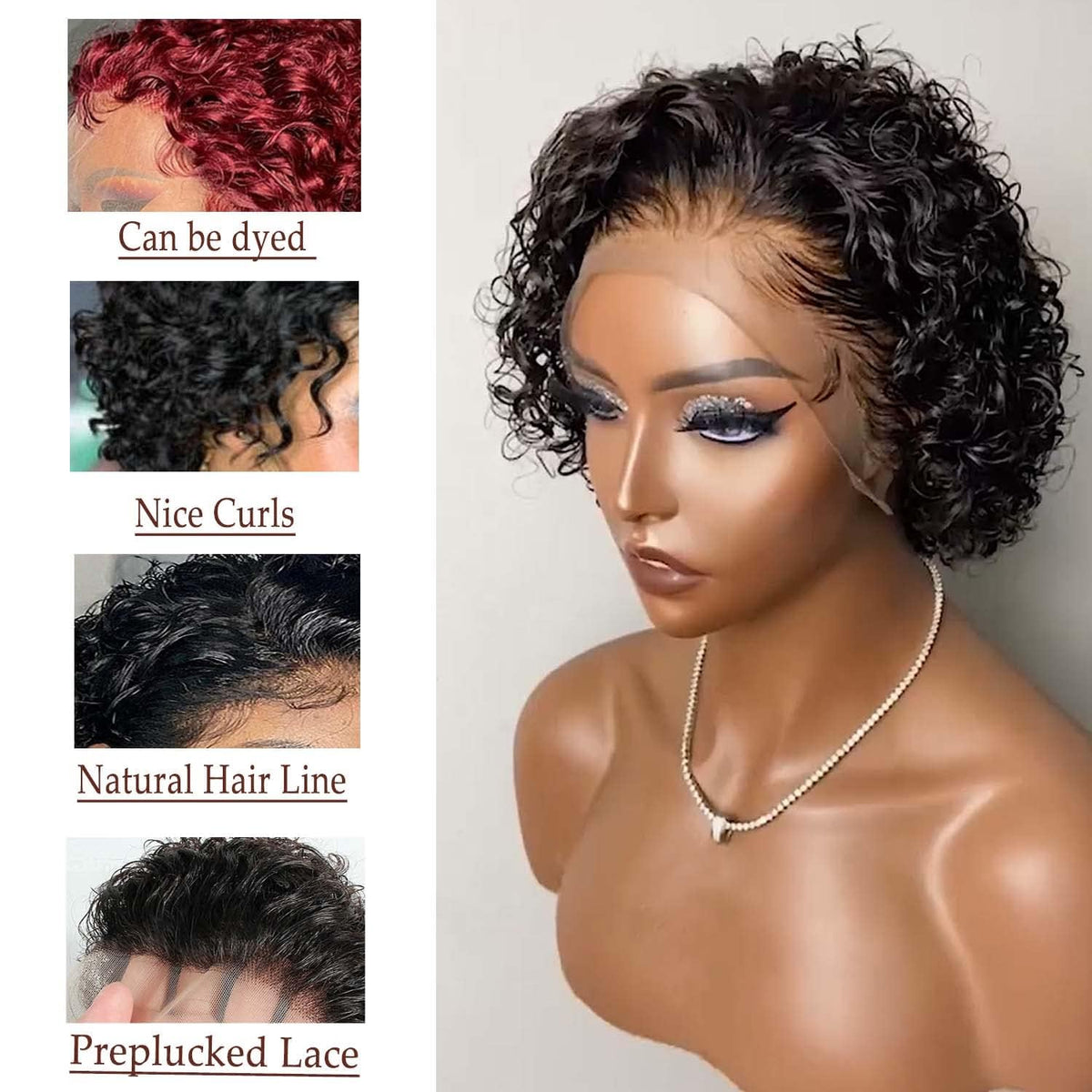 INSTASTYLE short curly wig pixie 8inch side view for daily wear flexibility