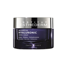 Institut Esthederm Paris Intensive Hyaluronic Cream jar closeup for deep hydration and plumpness.