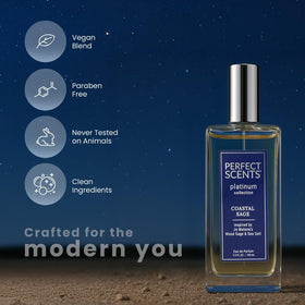 Close-up of top notes sage and grapefruit, bright opening for daily energy.