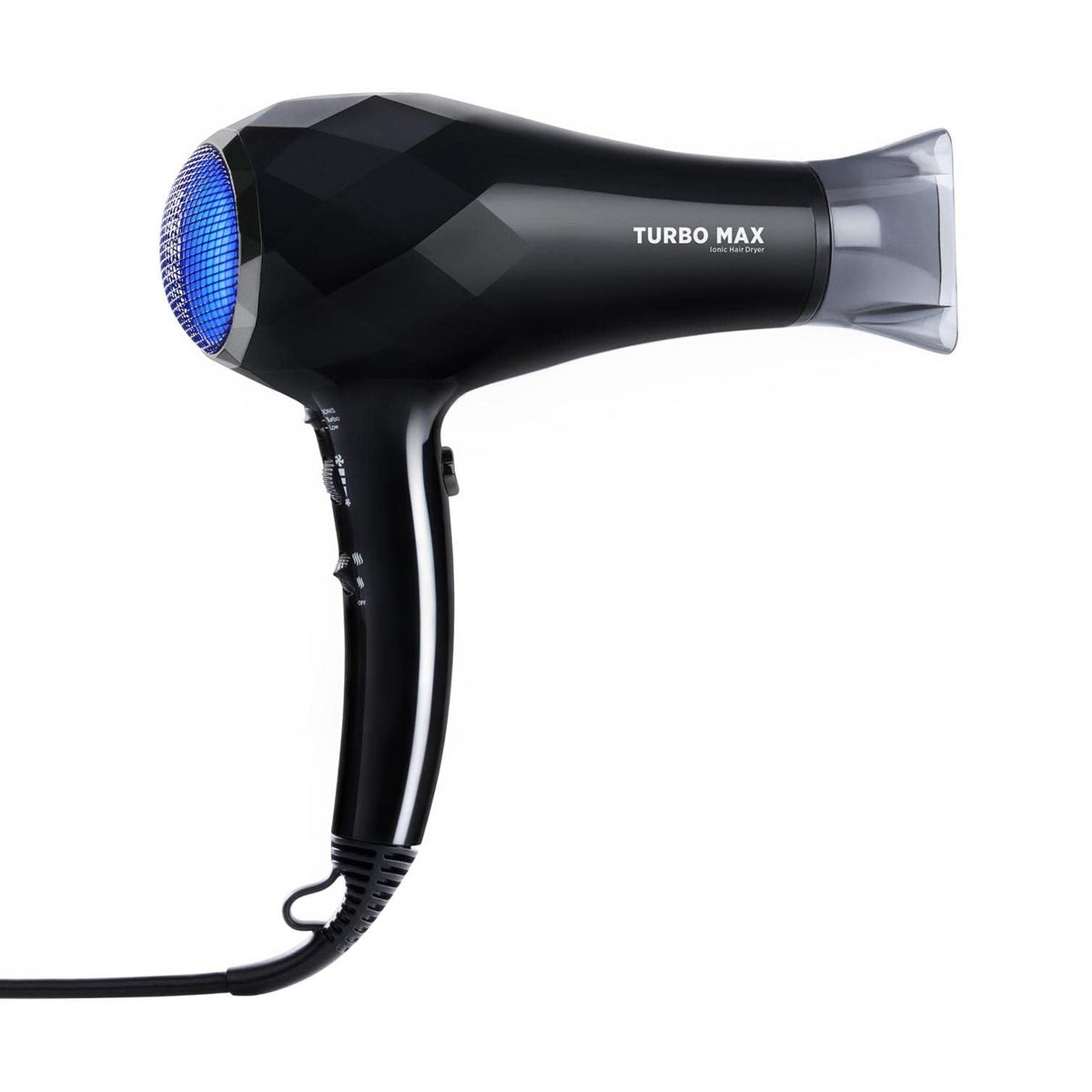 InStyler Turbo MAX Ionic Dryer front view with strong airflow for fast drying
