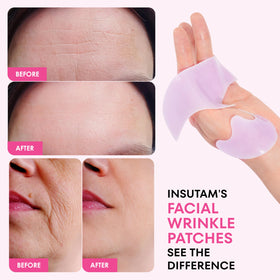 Insutam Forehead Wrinkle Patches used at night for overnight hydration.