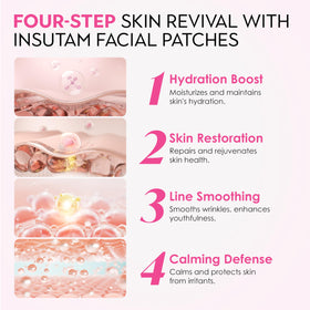Insutam Forehead Wrinkle Patches packaging in pink for convenient at-home smoothing.