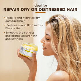 Intea Blonde Hair Mask being dispensed into hand for easy application.