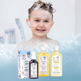 Intea Camomila Kids Conditioner application image showing even distribution.