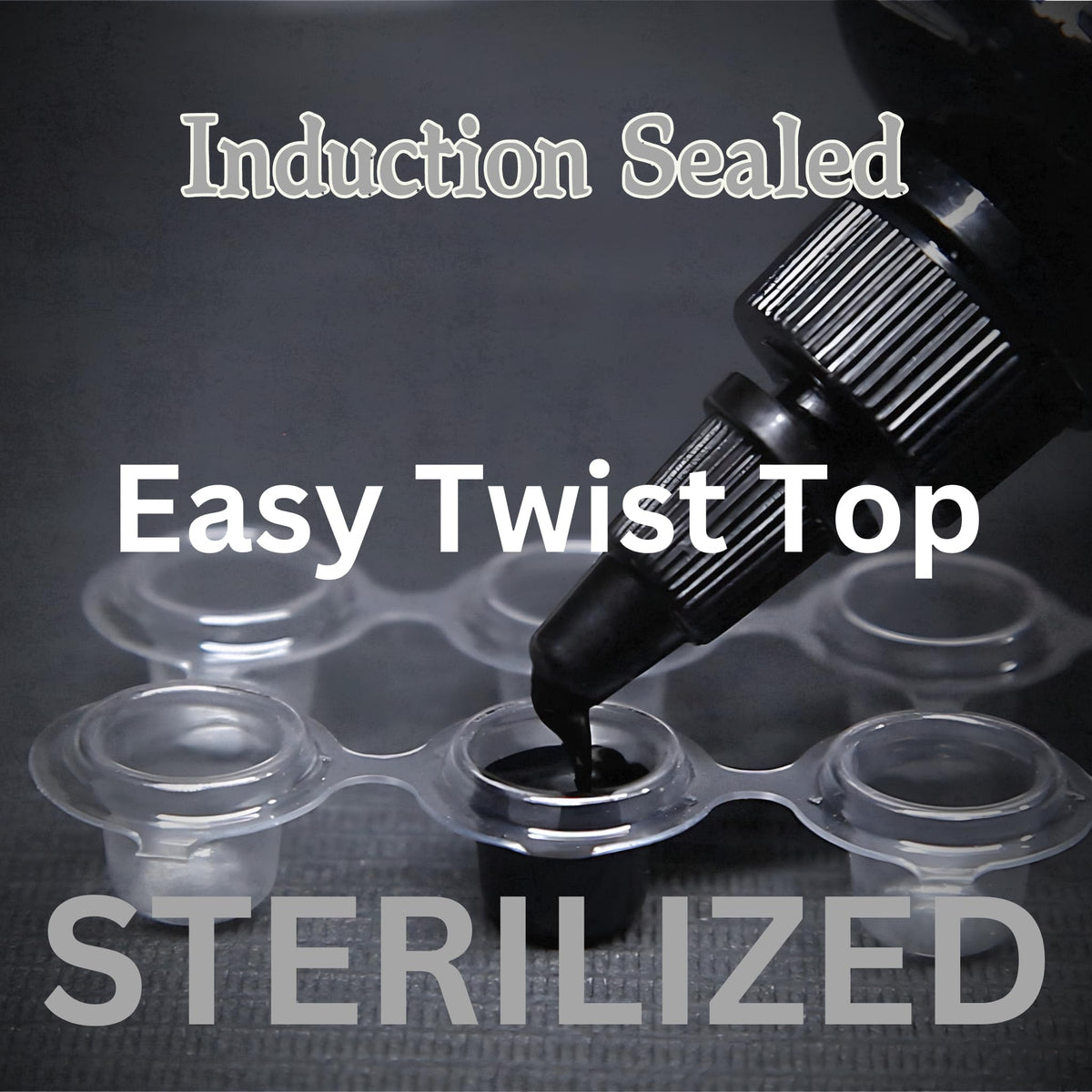 Sterilization certification on Intenze ZUPER Black packaging for professionals.