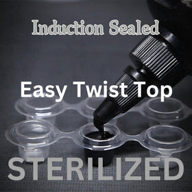 Sterilization certification on Intenze ZUPER Black packaging for professionals.