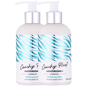 IntiMD Coochy Plus Coco Allure bottle front for smooth intimate shaving.